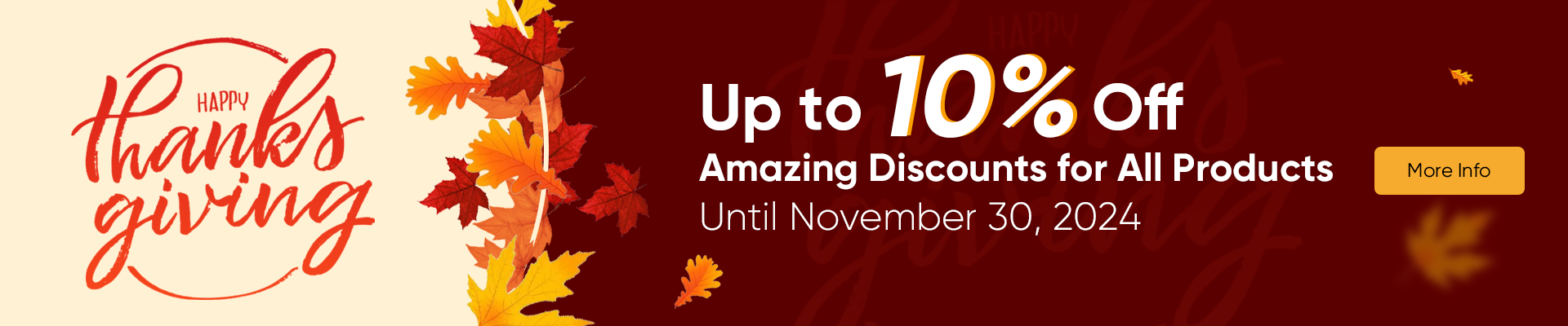 Up to 10% Off Amazing Discounts for All Products Until November 30, 2024